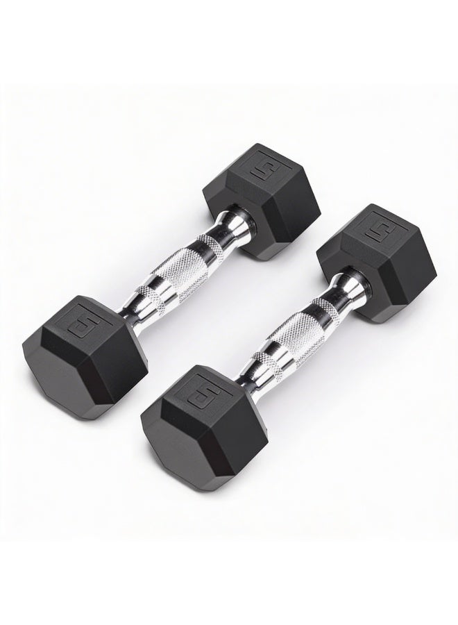 TA Sport DB6101 5 lb Rubber Hexagonal Dumbbell with Logo - Image 1